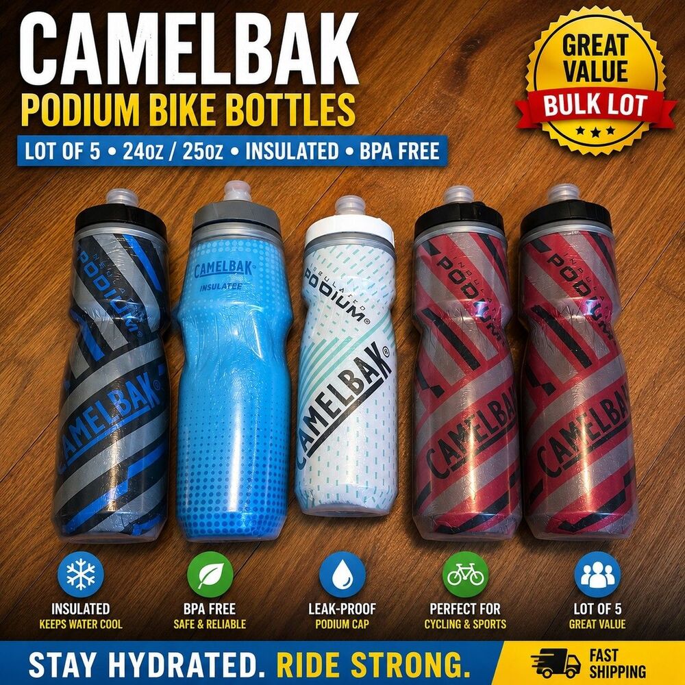 Lot of 5 CamelBak Podium Bike Water Bottles 24oz 25oz Insulated Cycling BPA Free